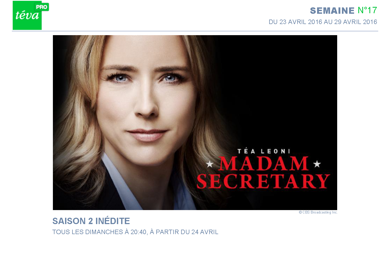Madam Secretary (saison 2) diffusée sur Téva