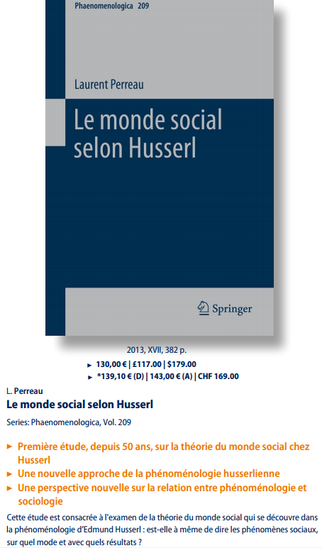 Le monde social selon Husserl. Springer