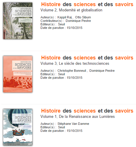 Histoire des sciences et des savoirs en 3 Volumes ( Complet ).