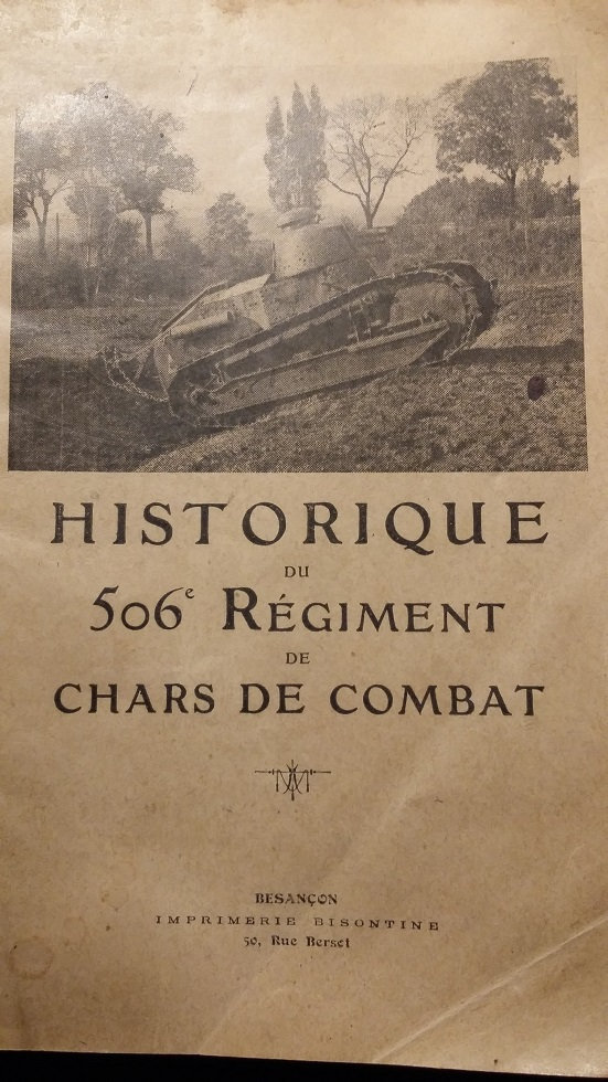 historique du 506 RAS char de 14/18 -ALPINS-NOV5-TERMINé S8bw