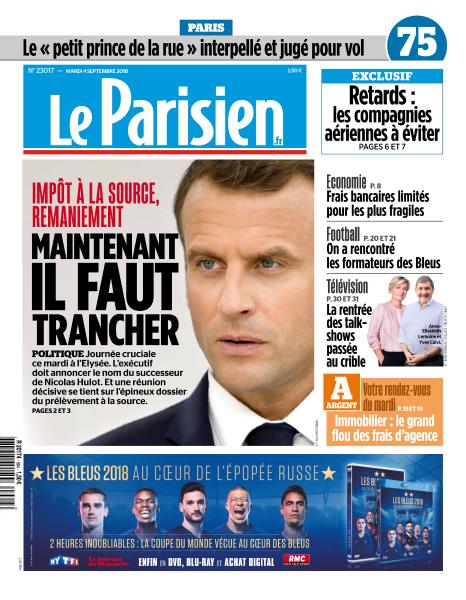 Le Parisien Du Mardi 4 Septembre 2018