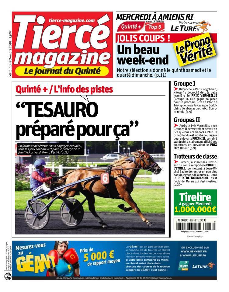 Tiercé Magazine Du Mardi 18 septembre 2018