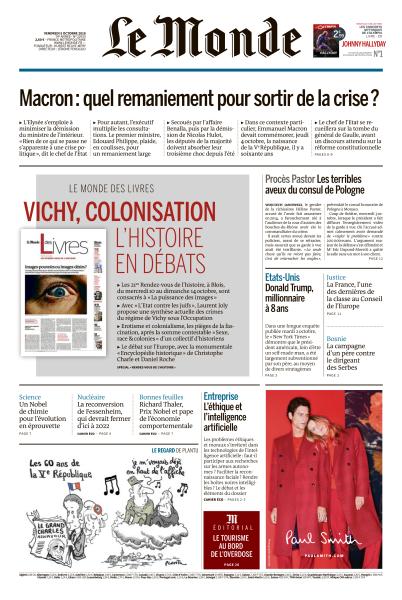 Le Monde Du Vendredi 5 Octobre 2018