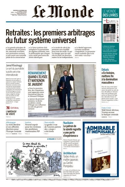 Le Monde Du Vendredi 12 Octobre 2018