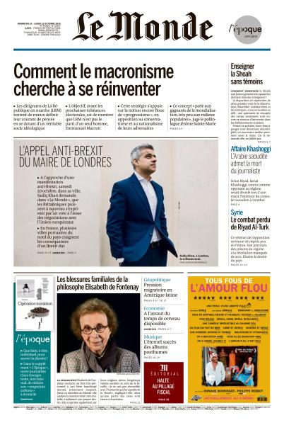 Le Monde Du Dimanche 21 & Lundi 22 Octobre 2018