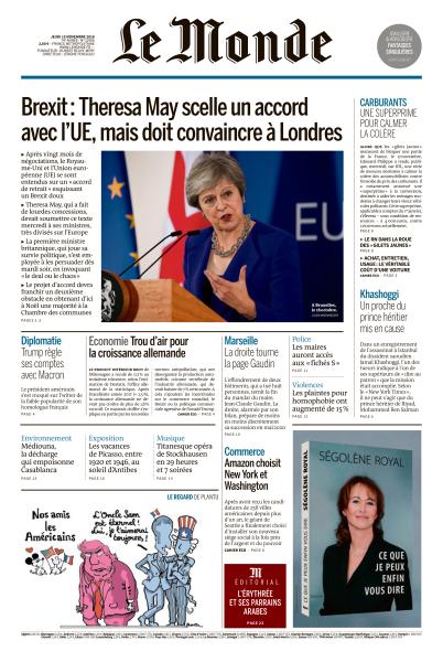  Le Monde Du Jeudi 15 Novembre 2018