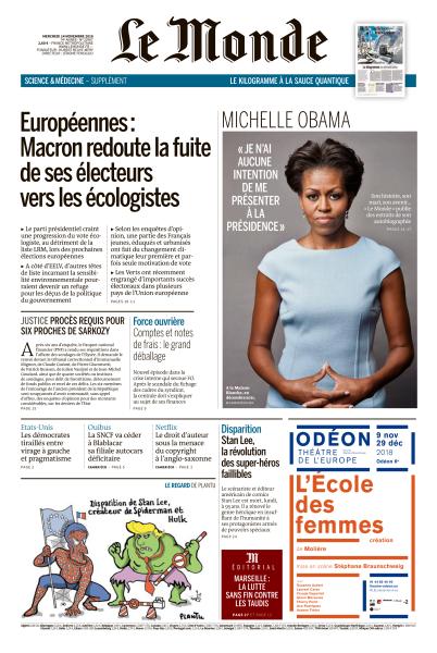 Le Monde du Mercredi 14 Novembre 2018
