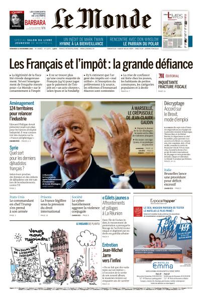 Le Monde Du Vendredi 23 Novembre 2018