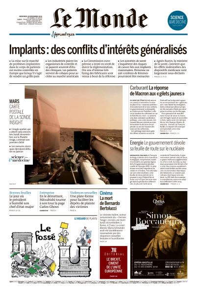  Le Monde Du Mercredi 28 Novembre 2018