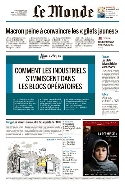  Le Monde Du Jeudi 29 Novembre 2018