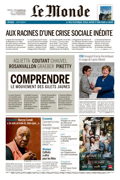 Le Monde Du Dimanche 9 & Lundi 10 Décembre 2018