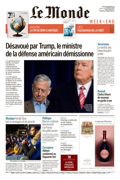   Le Monde Week-End & Le Monde Mag Du Samedi 22 Décembre 2018