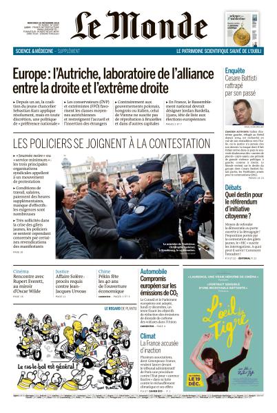 Le Monde Du Mercredi 19 Décembre 2018