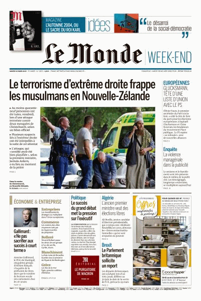Le Monde WeekEnd & Mag Du Monde Du Samedi 16 Mars 2019