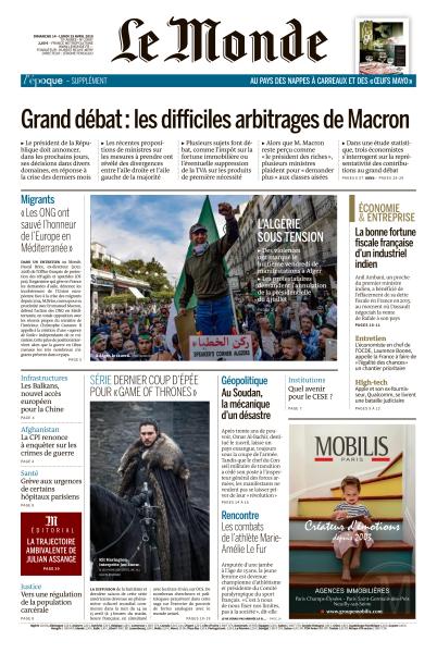  Le Monde Du Dimanche 14 & Lundi 15 Avril 2019 