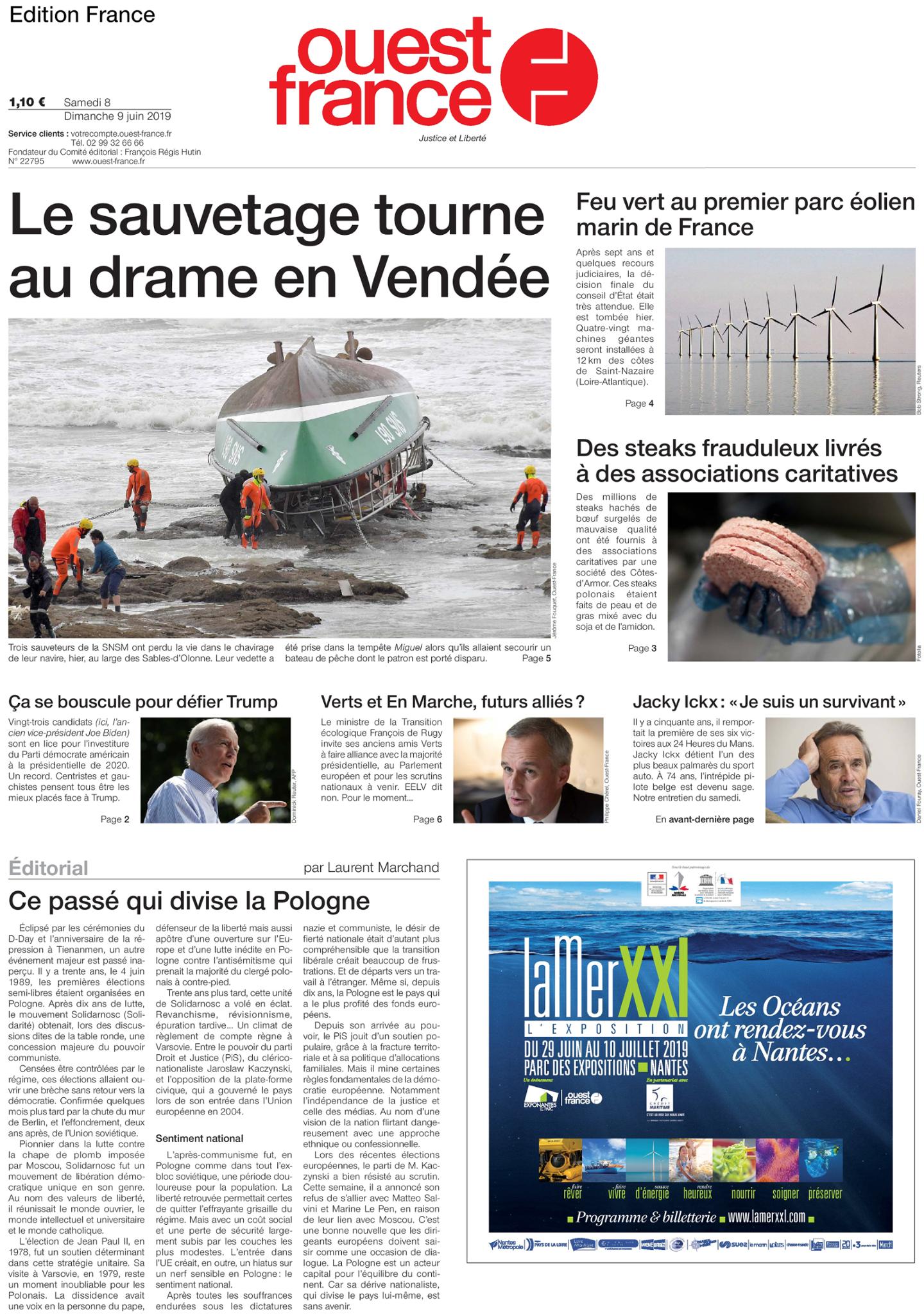 Ouest-France (6 Editions) du Samedi 8 Juin 2019