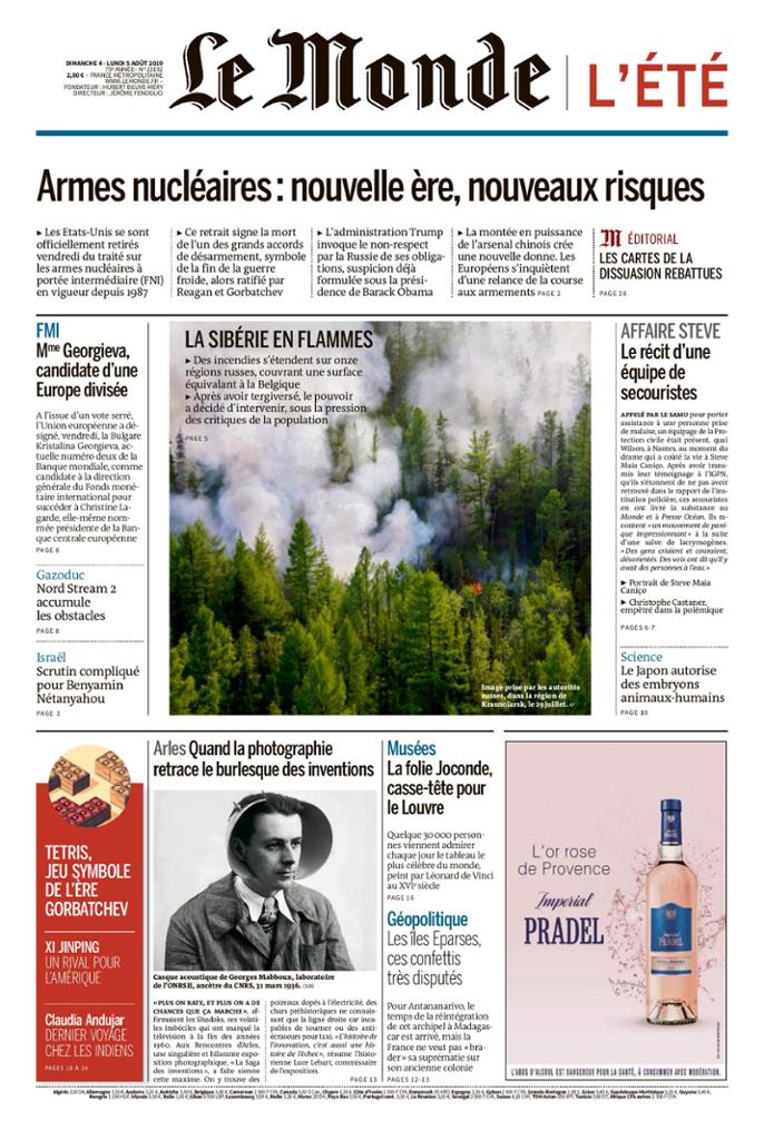 Le Monde Du Dimanche 4 & Lundi 5 Août 2019