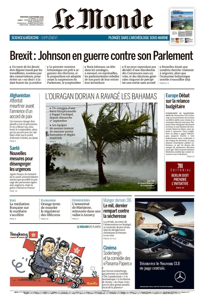 Le Monde Du Mercredi 4 Septembre 2019