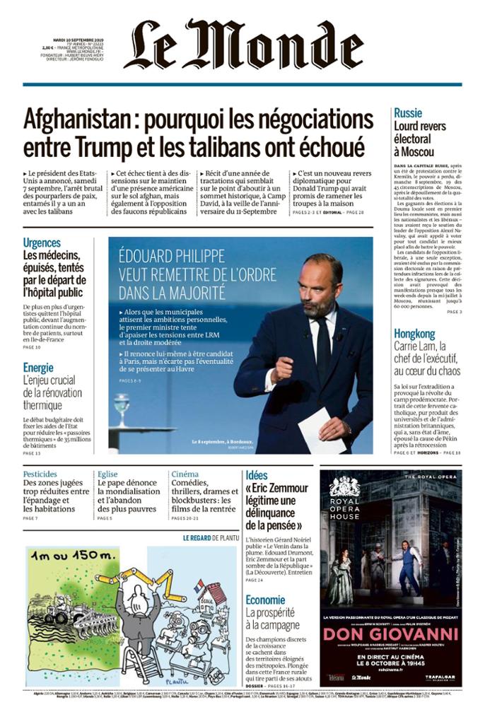 Le Monde Du Mardi 10 Septembre 2019