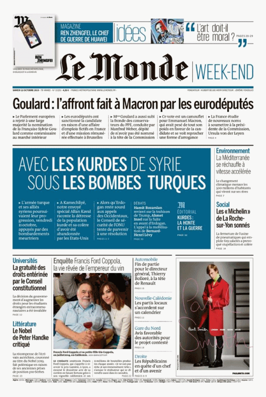 Le Monde & Le Monde Magazine Du Samedi 12 Octobre 2019