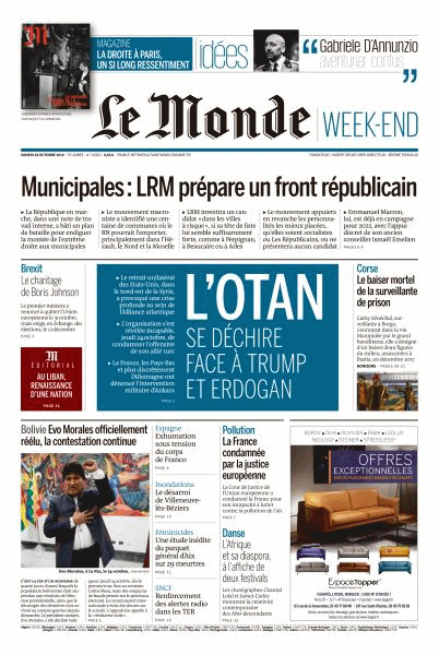 Le Monde & Le Monde Magazine Du Samedi 26 Octobre 2019