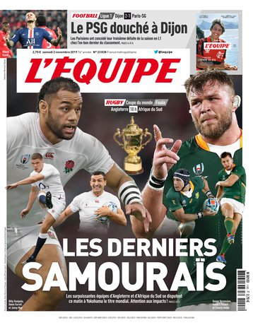 L'Équipe Du Samedi 2 Novembre 2019
