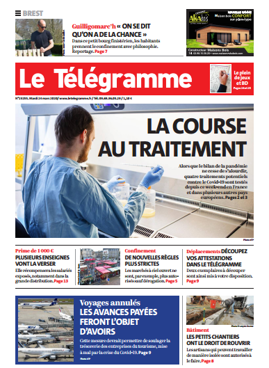 Le Télégramme (2 Editions) Du Mardi 24 Mars 2020