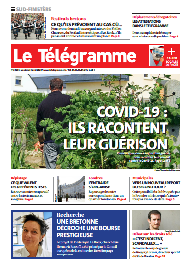 Le Télégramme (3 Editions) Du Vendredi 3 Avril 2020