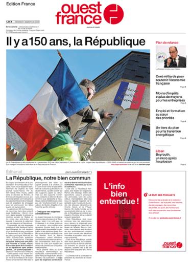 Ouest-France Édition France Du Vendredi 4 Septembre 2020