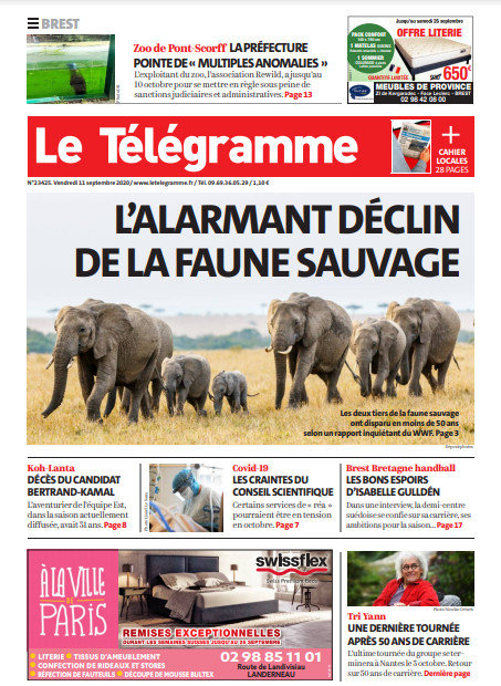 Le Télégramme (3 Éditions) Du Vendredi 11 Septembre 2020