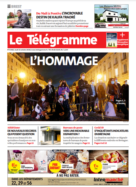 Le Télégramme (3 Éditions) Du Jeudi 22 Octobre 2020