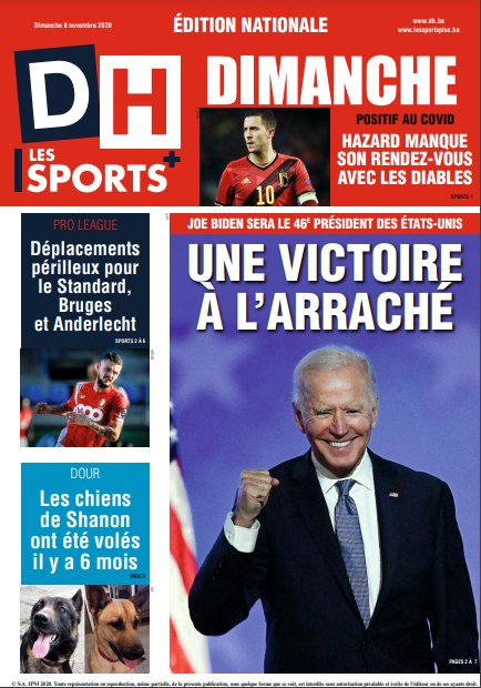  journaux Belges Du Dimanche 8 Novembre 2020