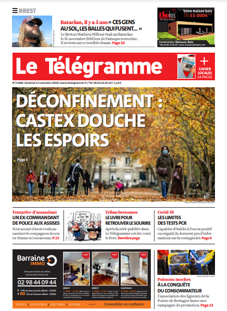  Le Télégramme (3 Éditions) Du Vendredi 13 Novembre 2020