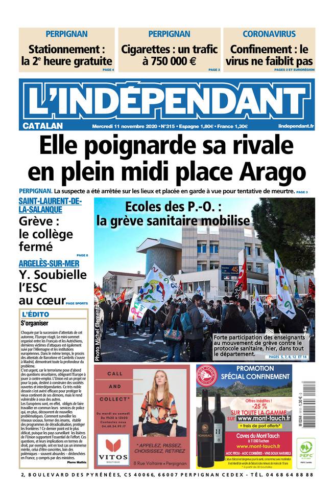 L'Indépendant (3 Éditions) Du Mercredi 11 Novembre 2020