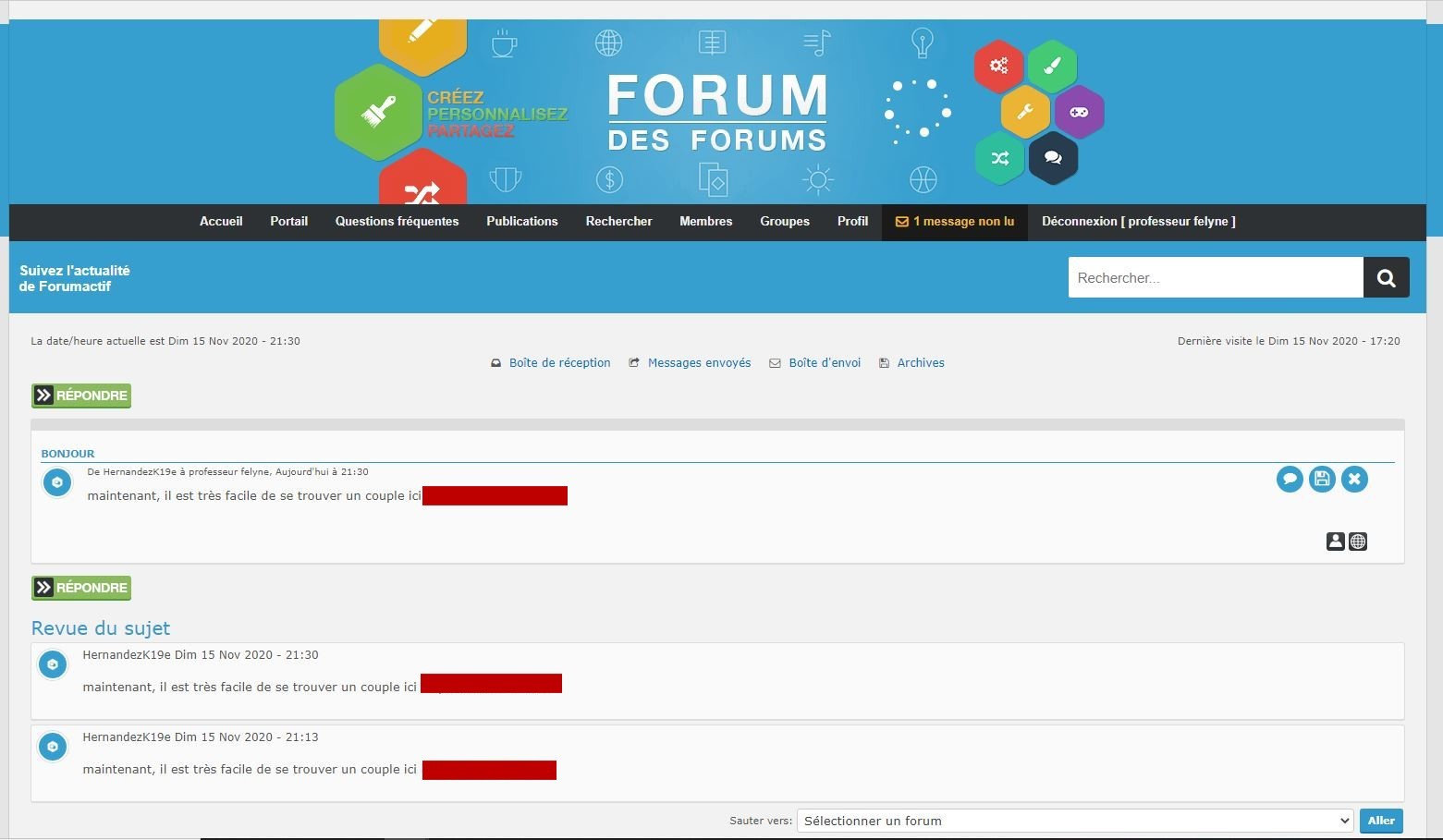 Spam sur le forum des forums Forumactif Ztvt