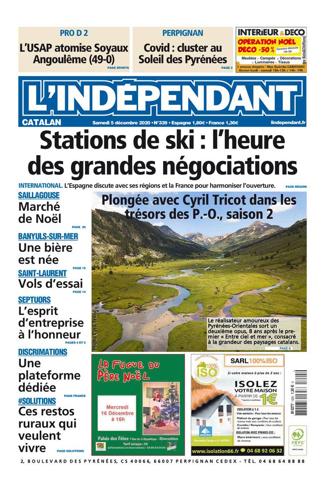 L'Indépendant (3 Éditions) Du Samedi 5 décembre 2020 