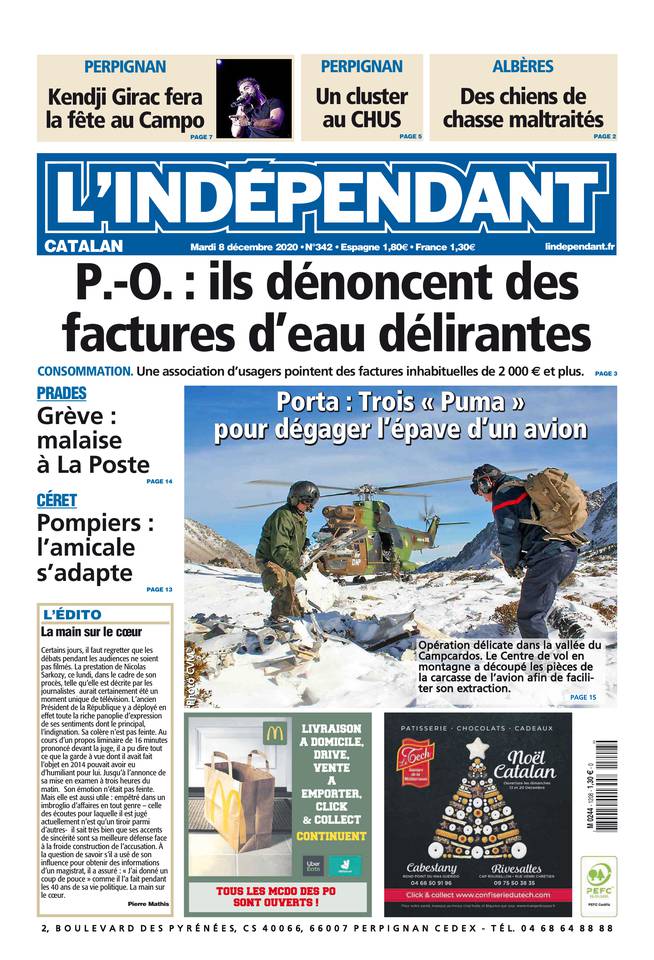  L'Indépendant (3 Éditions) Du Mardi 8 Décembre 2020