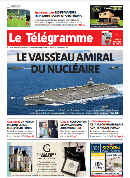 Le Télégramme (3 Éditions) Du Mercredi 9 Décembre 2020