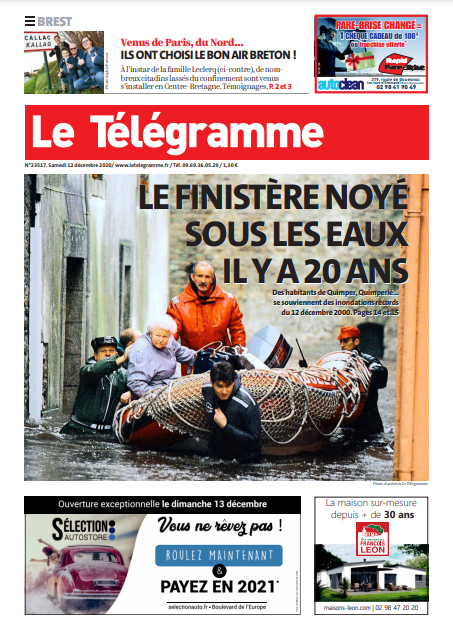 Le Télégramme (3 Éditions) Du Samedi 12 Décembre 2020