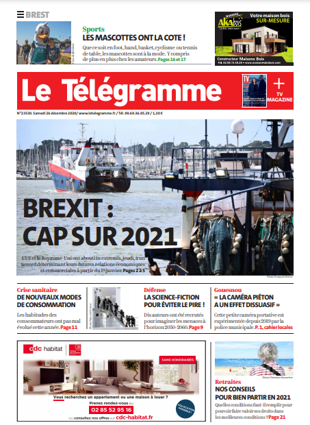 Le Télégramme (3 Éditions) Du Samedi 26 Décembre 2020