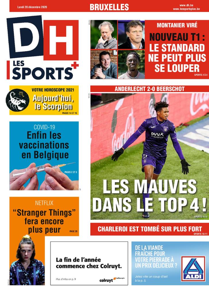 journaux Belges Du Lundi 28 Décembre 2020