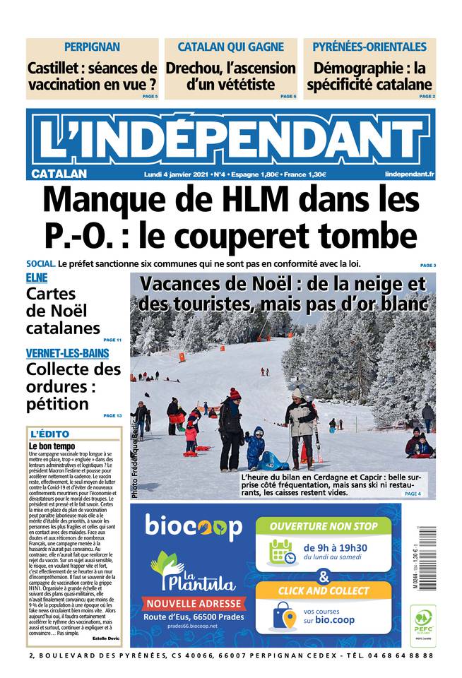 L'Indépendant (3 Éditions) Lundi 4 Janvier 2021