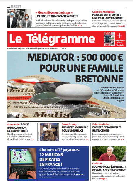 Le Télégramme (3 Éditions) Du Jeudi 14 Janvier 2021