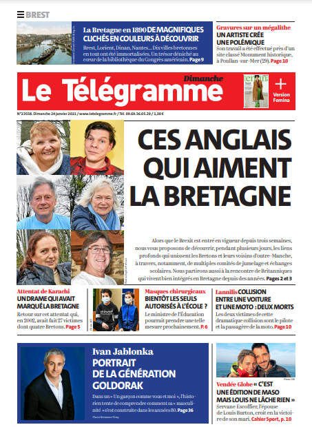 Le Télégramme (3 Éditions) Du Dimanche 24 Janvier 2021