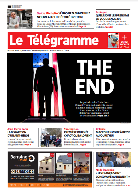 Le Télégramme (3 Éditions) Du Mardi 19 Janvier 2021