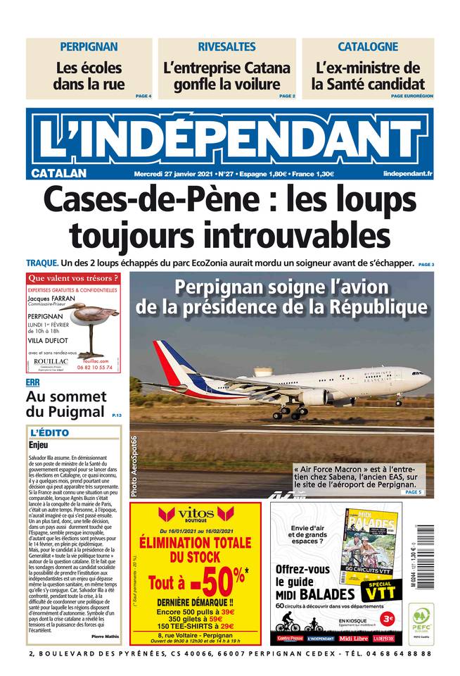 L'Indépendant (3 Éditions) Du Mercredi 27 Janvier 2021