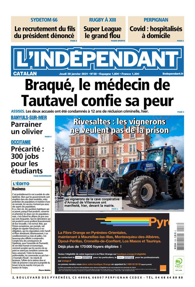 L'Indépendant (3 Éditions) Du Jeudi 28 Janvier 2021
