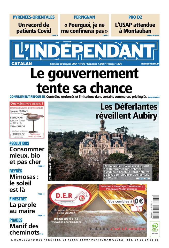 L'Indépendant (3 Éditions) Du Samedi 30 Janvier 2021