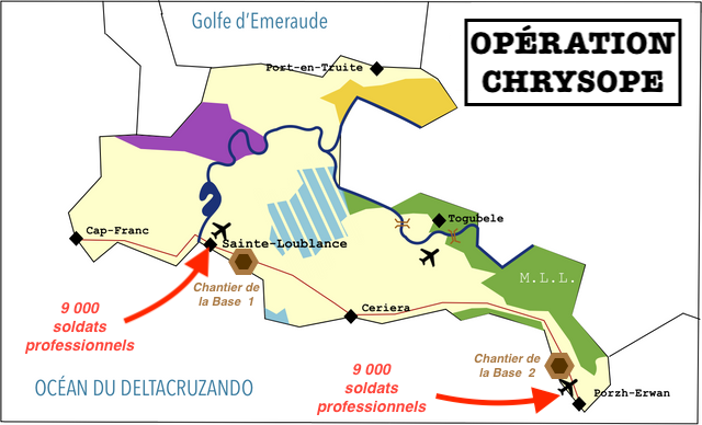Plan de l'opération Chrysope : l'arrivée des troupes