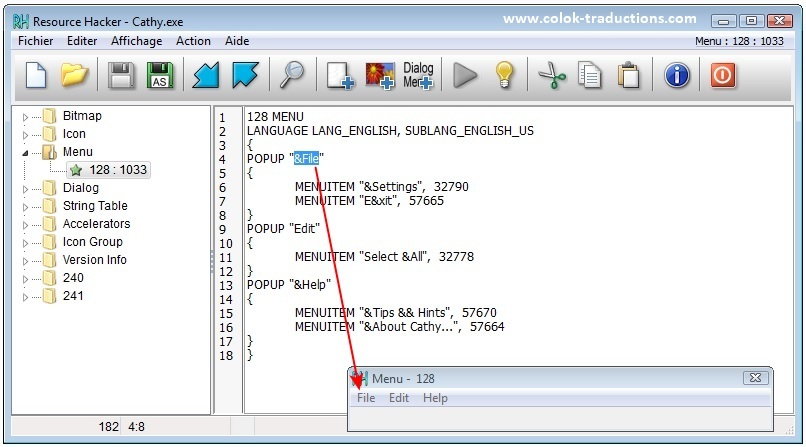 Fentre ResHacker V3.6.0 FR